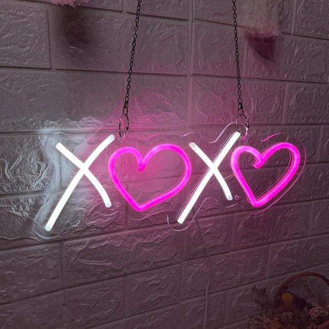 Neon Sign for Wall Decor, 16 x 6.3 Inch Aesthetic Bedroom Custom Neon Sign for Birthday Party Gift Boyfriend Girlfriend Lover Teens Kids Room USB Operated Pink White Led Sign