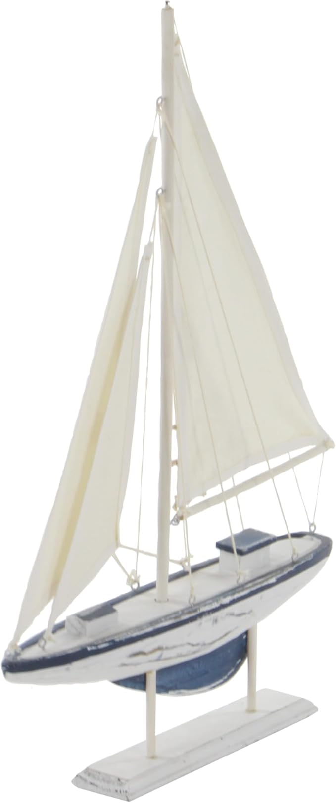 Deco 79 Wood Sail Boat Handmade Decorative Sculpture Home Decor Statues, set of 2 Accent Figurines 13" x 2" x 20", White