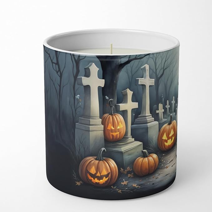 Caroline's Treasures DAC2039CDL English Bulldog Spooky Halloween Decorative Soy Candle Nature Soy Wax Essential Oil Home Decor Ideal for Bedroom Kitchen Bath Office Gift, 10 oz