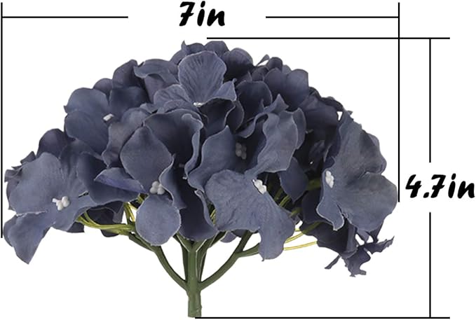 Flojery Silk Hydrangea Heads Artificial Flowers Heads with Stems for Home Wedding Decor,Pack of 10 (Dusty Blue)
