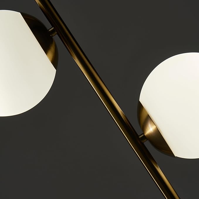 Brightech Sphere Floor Lamp for Living Room, Mid-Century Modern 2 Globe Pole Light for Bedroom, Bright LED Standing Lamps for Offices, Contemporary Living Room Décor – Gold/Antique Brass