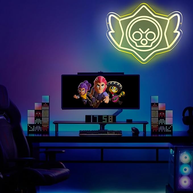 Stars Neon Signs Game Neon Lights for Wall Decor,Dimmable Led Neon Light for Kids Game Room Man Cave,USB LED Neon Sign for Bedroom, Gamer Gift for Men, Boys
