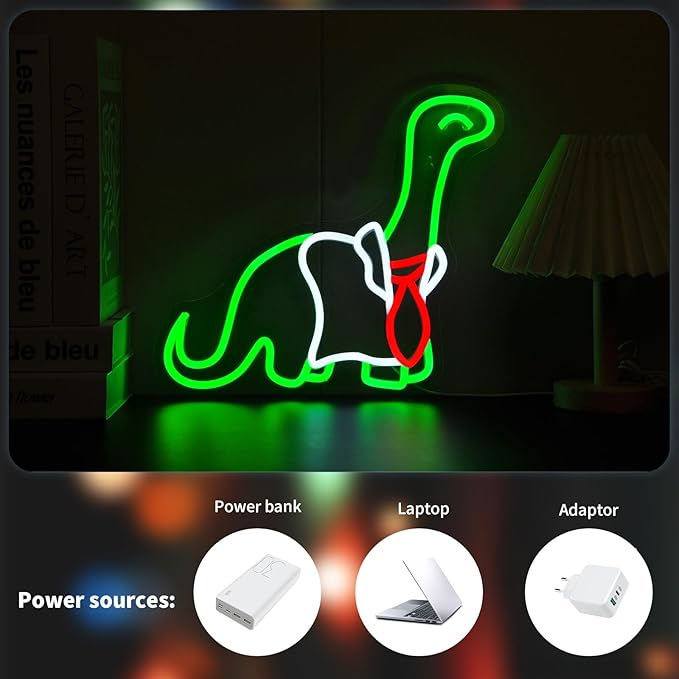 Dinosaur Neon Sign for Wall Decor Led Neon Signs Light Up Sign Room Decor Neon Lights Sign USB Powered