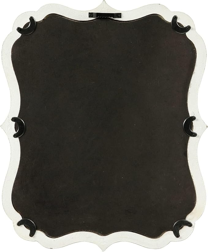 Rustic White Small Scalloped Wall Mirror 12" x 15", Mirror Wall Decor, Decorative Wall Mounted Mirrors, Bathroom Mirrors for Vanity, Distressed Finish Vintage Wall Mirror for Living Room