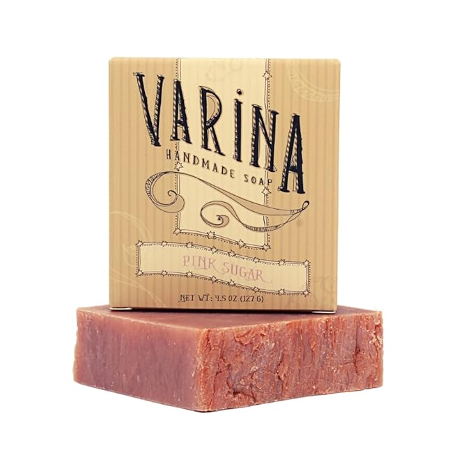 Varina Natural Pink Sugar Bar Soap - Gentle Cleansing for Sensitive Skin, Floral - 3 Pack