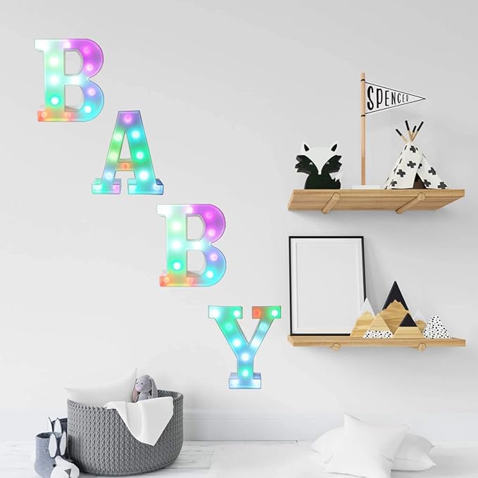 Pooqla Colorful LED Marquee Letter Lights with Remote – Light Up Marquee Signs – Party Bar Letters with Lights Decorations for The Home - Multicolor T