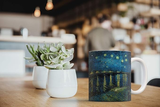 MUGBREW Classic Art The Starry Night Over The Rhone Vincent Van Gogh Ceramic Coffee Mug Tea Cup, 11 OZ