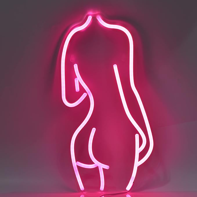 Lady Back Neon Signs LED Night Lights USB Connected Decorative Sign Bedroom Man Cave Room Bar Pub Store Club Garage Home Party Wall Art Decoration (17X8.5inches,Pink)