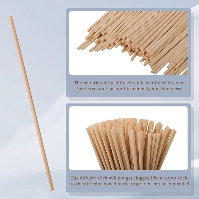Reed Diffuser Sticks - Reed Sticks -Diffuser Refills - Natural Essential Oil Aroma Diffuser Sticks Rattan Wood Replacement for Aroma Fragrance 100 PCS(19cm*3.5mm Beige Color)