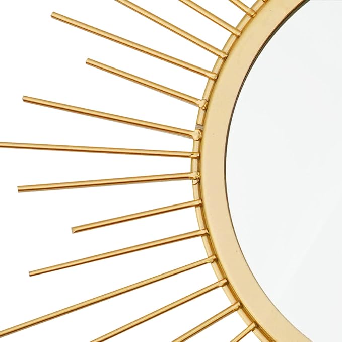 3 Pack Metal Mirrors for Wall Sunburst Wall Mirrors Home Décor Decorative Hanging Wall Art for Living Room Bedroom Entryway (Gold, Sunburst)