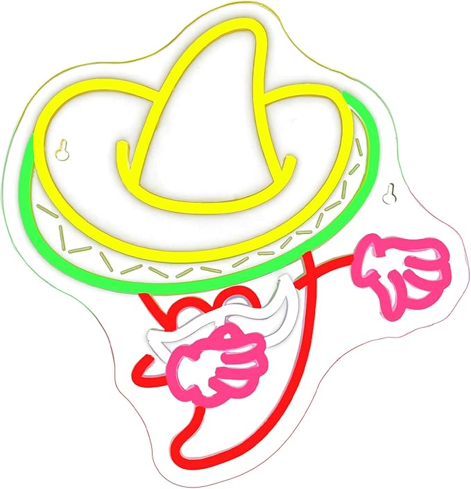 Mexican Neon Sign Cinco De Mayo Led Vintage LED Wall Decor for Bars,Fiesta Party USB-Powered Adjustable Brightness, Neon Sign for 5 De Mayo Mexican Party