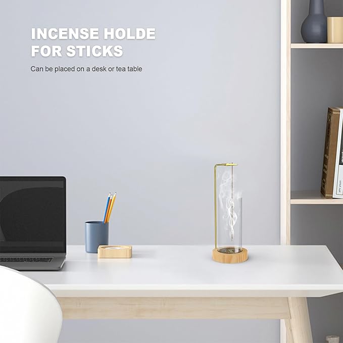2 Pack Incense Holder, Incense Burner, Insence-Stick Holder Mess-Free Incense Burner Holder, Ideal for Meditation, Yoga, Relaxation, and Home Decor - Anti-Ash Flying (Round Wood Color)