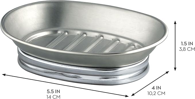 iDesign Small Round Plastic Bathroom Trash Can-Set of 2-Black Soap Dish, Split Finish