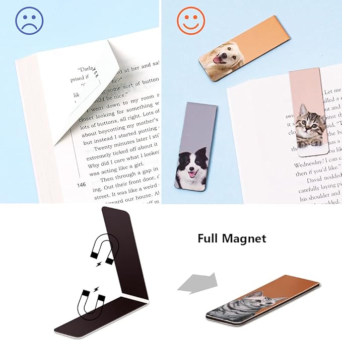 UpUDo 12 Pack Magnetic Bookmark, Book Marker Clip for Teachers, Students, Book Lovers, Printing on 2 Side