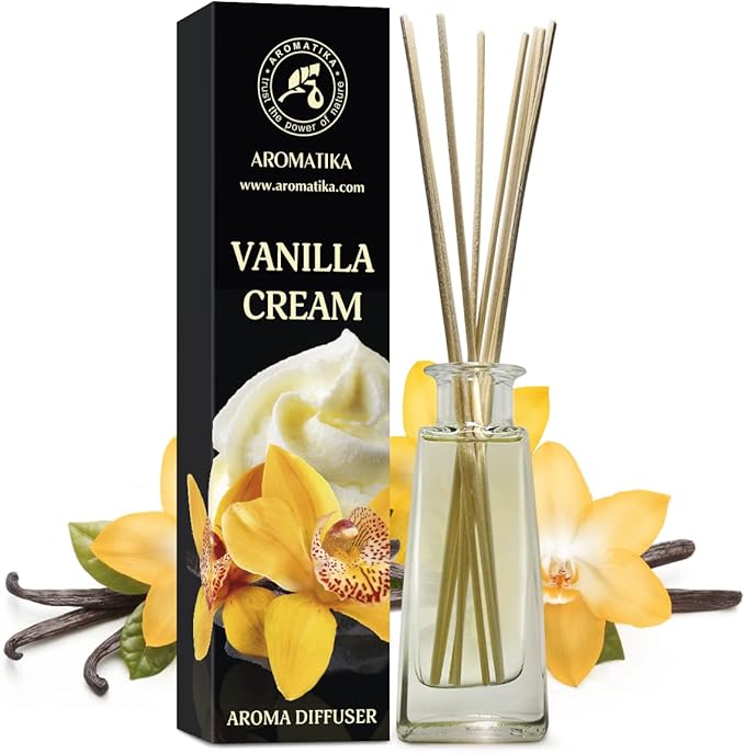 Vanilla Cream Aroma Diffuser 3.4 Fl Oz (100ml) - Reed Diffuser - Room Fragrance - Home Fragrance - Air Freshener - Vanilla Cream Scented Diffuser - Gift