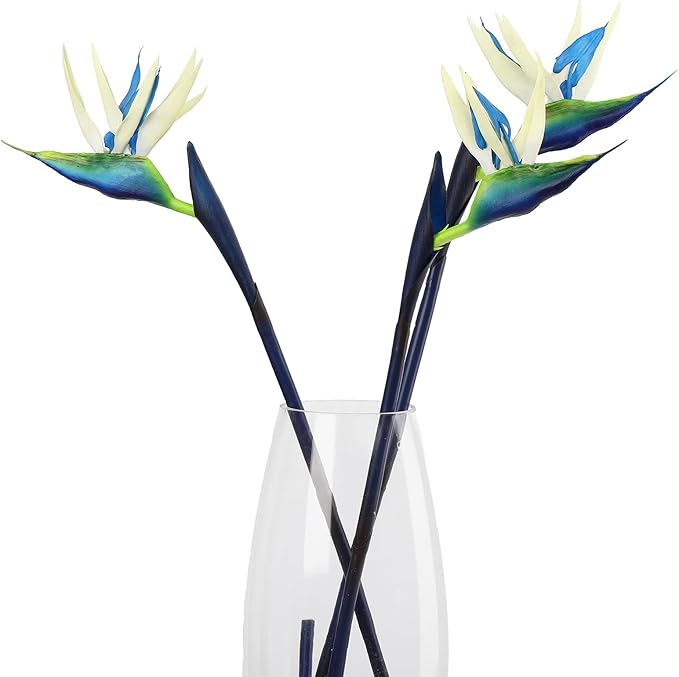 Bird of Paradise Artificial Flowers Rubber Strelitzia 32'in Long Stem Flower 3 Pcs,Suitable for DIY Home Decoration Party Theme Display (Blue)