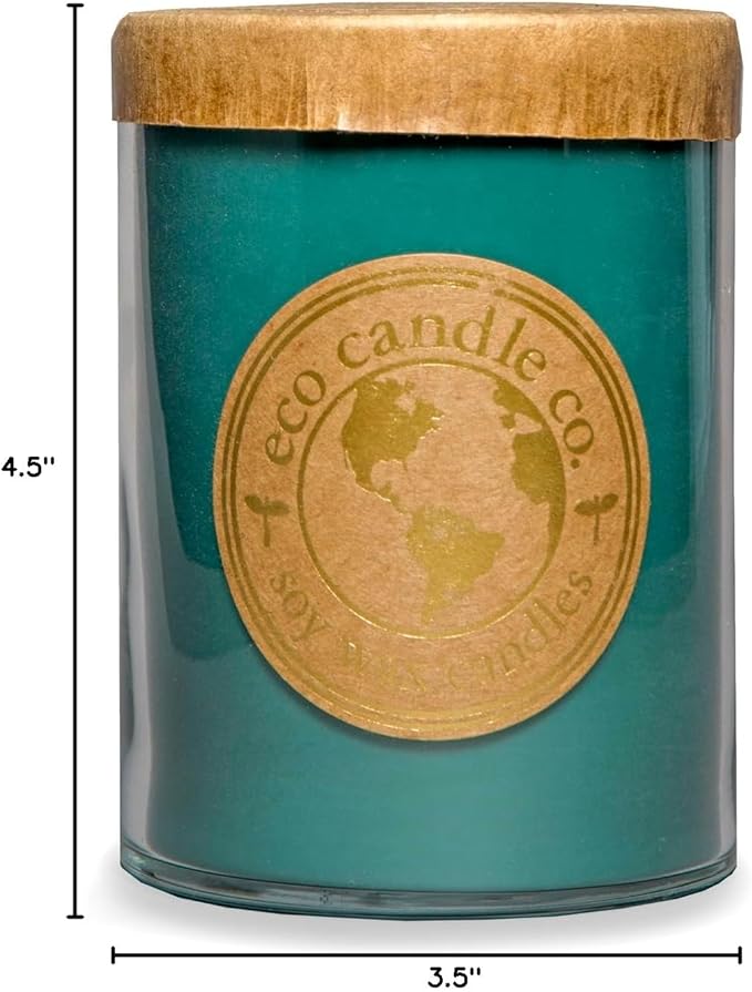 Eco Candle Co. Recycled Candle, Botanica, 18 oz. - Scents of Pine, Lavender, & Moss - 100% Soy Wax, No Lead, Kraft Paper Label & Lid, Hand Poured, Phthalate Free, Made from Midwest Grown Soybeans