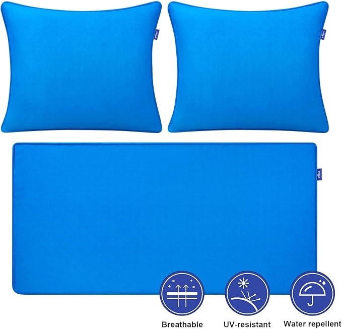Outdoor Loveseat Cushion Set 44'' x 24'', Outdoor Cushions for Patio Furniture with Fastness Cover, Water Repellent Outdoor Seat Cushion and Couch Back Cushions for Bench, and Swing (Solid Sky Blue)