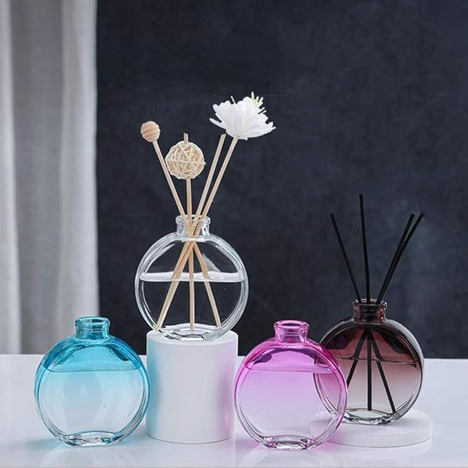 1Pcs 150ml/5oz Empty Refillable Glass Diffuser Bottles Aromatherapy Jar Container Fragrance Accessories Use for DIY Replacement Reed Diffuser Sticks Sets Essential Oils Crafts Decor Brown Gradient