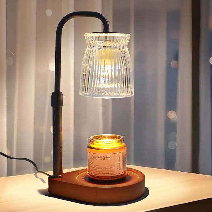 Shering Candle Warmer Lamp with Timer Dimmable, Adjustable Height Candle Light Warmer with Gift Box, Birthday Gifts for Women Mom, House Warming Gifts New Home Decor, Wax Warmer Lamp with 2 Bulbs