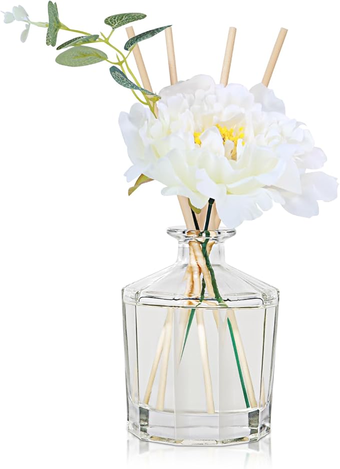 L'odeur Vill Reed Diffuser, 8.5 Oz(250ml) Red Rose Bathroom Diffuser with 10 Sticks, Scented Diffuser Home Fragrance Essential Oil Reed Diffuser Set for Home Large Rooms Bathroom Shelf Decor