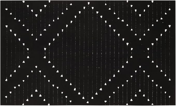 LIVEBOX Black Area Rug for Living Room,5' x 8' Large Boho Washable Moroccan Cotton Thin Carpet for Bedroom,Indoor Outdoor Throw Rug for Dining Room Porch Office