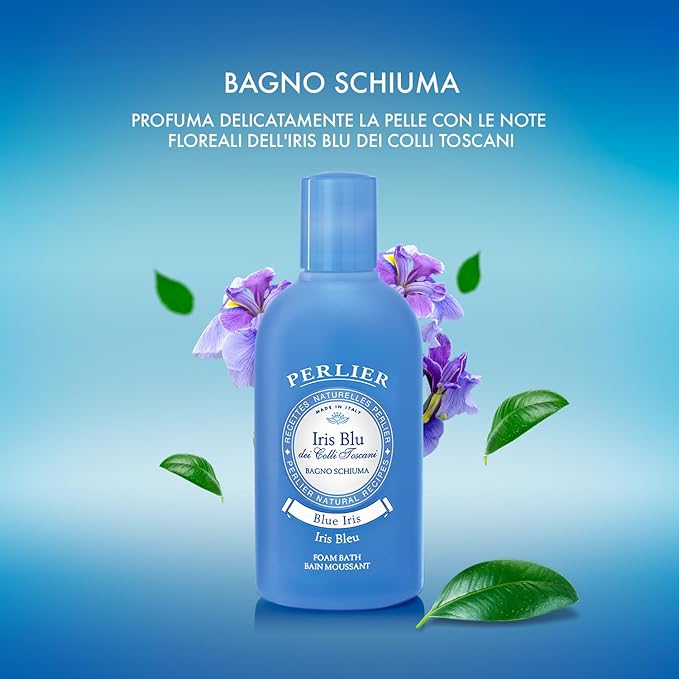 Perlier Blue Iris Foam Bath - Natural & Calming Aromatherapy Bubble Bath For Women And Men - Rich Foaming Formula Provides Deep Moisturization And Hydration For All Skin Types (16.9 Fluid Oz.)