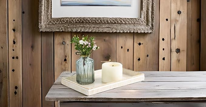 Creative Scents Rustic Luxe Decorative Coffee Table Tray - Decor Tray for Home Decor Works as a Perfume and Bathroom Counter Organizer, Ottoman Tray, or Table Centerpieces for Dining Room 10"Lx6"Wx1"H