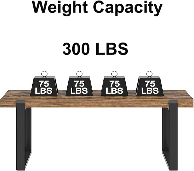 FOLUBAN Coffee Table, Modern Rustic Wood and Metal Center Table, Industrial Rectangle Cocktail Tea Table for Living Room, Brown, 47 Inch