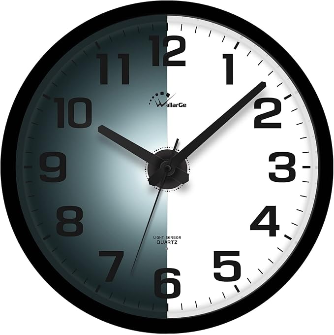 WallarGe Night Light Wall Clock for Bedroom - Silent Lighted up Wall Clock Glow in The Dark, Battery Operated for Living Room/Kitchen, Easy to Read Large Digital Display, 12 Inch