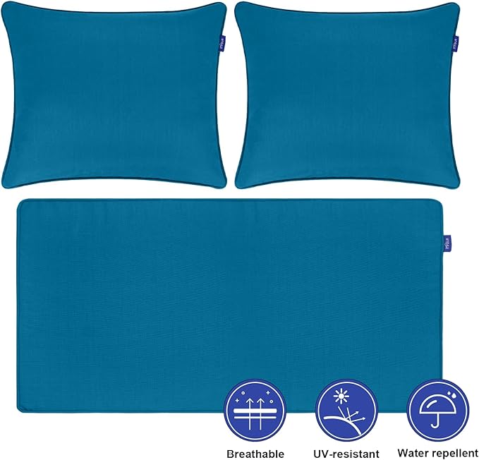 Outdoor Loveseat Cushion Set 46'' x 26'', Outdoor Deep Seat Cushions for Patio Furniture, Water Repellent Outdoor Seat Cushion and Couch Back Cushions for Bench, and Swing (Solid Indigo Blue)