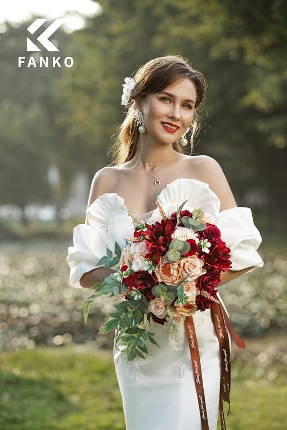 FANKO Rose Artificial Flowers Combo for DIY, Fake Rose Artificial Silk Flowers with Greenery, Real Looking Artificial Faux Flowers for Wedding, Table Decoration, Centerpieces, Party, Home Décor