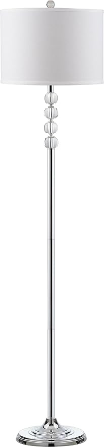 SAFAVIEH Lighting Collection Vendome Clear Crystal/ Chrome 60-inch Living Room Bedroom Home Office Standing Floor Lamp (LED Bulb Included)