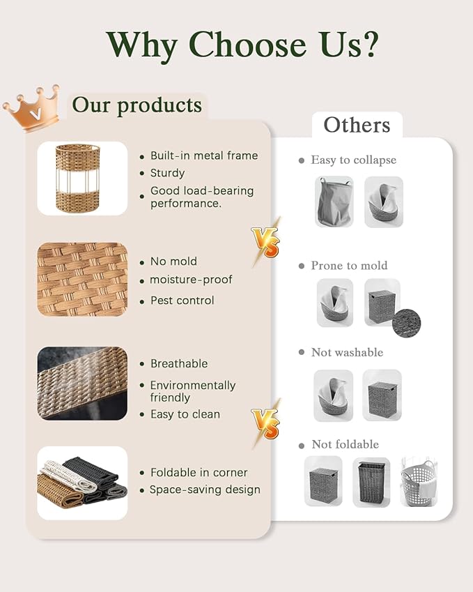 Laundry Hamper Round Laundry Basket 26.5 Gal (100L) Rattan Laundry Hamper, Handwoven Wicker Laundry Basket with Handles Removable Laundry Bag 2 Mesh Bags for Bedroom Laundry Room Black