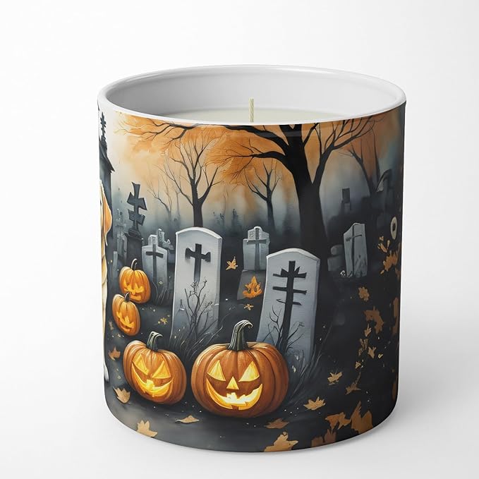 Caroline's Treasures DAC2060CDL Yellow Labrador Retriever Spooky Halloween Decorative Soy Candle Nature Soy Wax Essential Oil Home Decor Ideal for Bedroom Kitchen Bath Office Gift, 10 oz