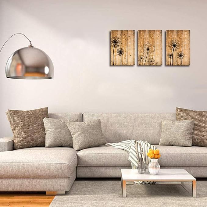 Wall Decoration For Bedroom Canvas Wall Art For Living Room Modern Bathroom Kitchen Works Of Art Dandelion Flowers Pictures Abstract Painting Retro Canvas Art Office Home Decoration 20 " X 28" 3 Piece