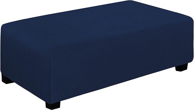 Easy-Going Stretch Ottoman Cover Folding Storage Stool Furniture Protector Soft Rectangle slipcover with Elastic Bottom (XX-Large,Navy)