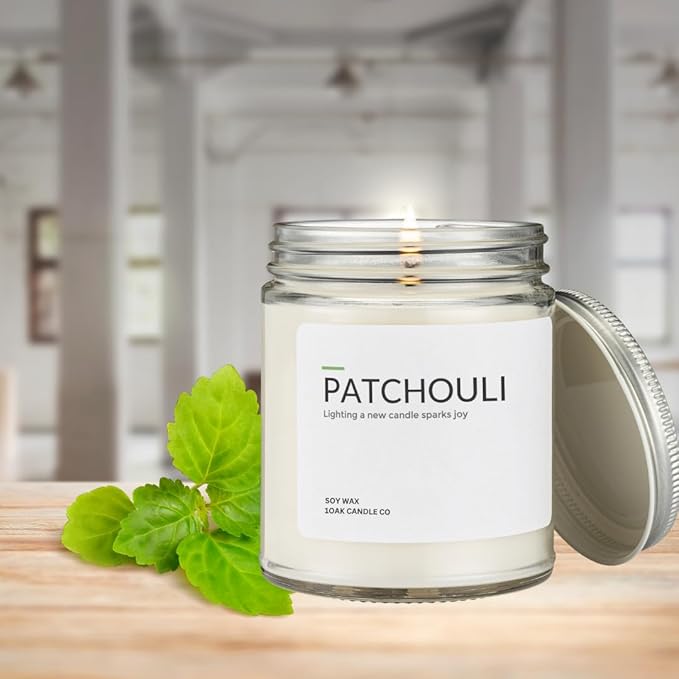 1OAK Soy Wax Scented Candles (Patchouli) - Patchouli Candle - Soy Candles for Home Scented - Long Burning Candle Premium - Hand-Poured (7oz.)