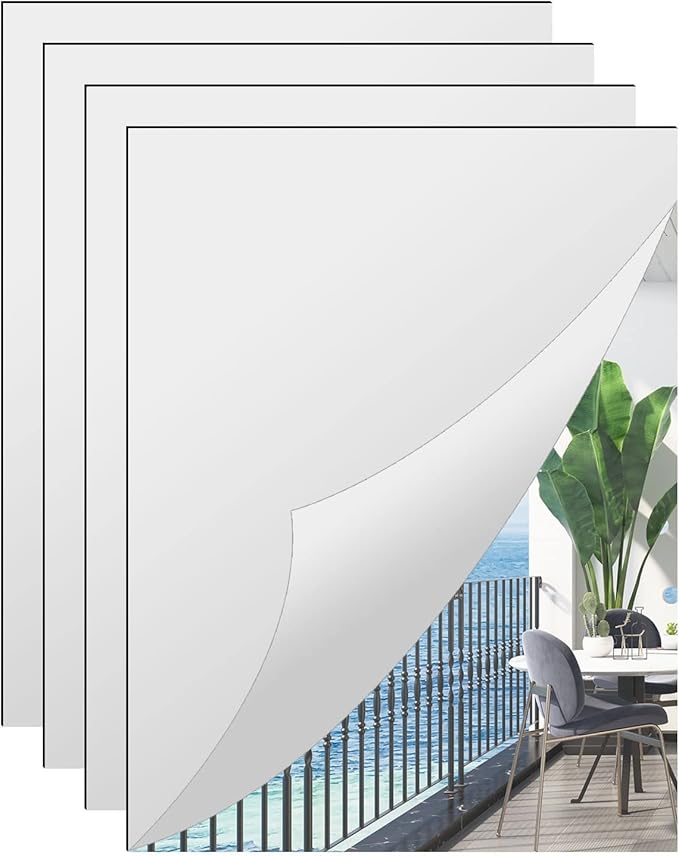 4Pcs Acrylic Mirror Sheets, 8"x12" Wall Mounted Mirror Tiles Self Adhesive Mirror Stickers Frameless Full Body Mirror Tiles for Wall Bedroom Bath Home Decor