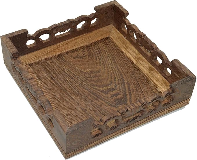 Rosewood Plant Stand, Oriental Style, Multi-Purpose Display Stand (Brown, Square 6" Height 4")