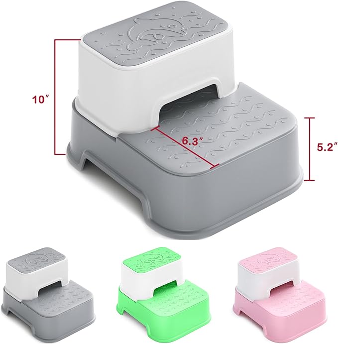 Toddler Step Stool for Bathroom,Kids Step Stool for Potty Training,Toilet Stool, Slip Resistant (Pink, 2 Packs)