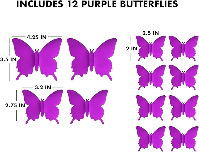 Artivo Purple Wall Collage Kit, 50 Set 4x6 Butterflies, Purple Black Pictures for Wall Decor, Posters for Room Aesthetic, Girls Room Decor, Cute Wall Decor for Teens