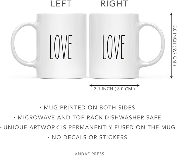 Andaz Press Simple Rustic Farmhouse Kitchen Decor 11oz. Ceramic Coffee Tea Mug, Love, 1-Pack, Includes Gift Box, Minimalist Birthday Idea