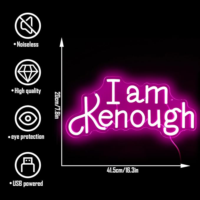 I am Kenough Neon Sign for Wall Decor Dimmable Neon Led Signs for Bedroom Bar Neon Sign for Girl Neon Light Up Signs for Home Club Party Hotel Christmas Halloween Decoration Gift