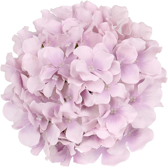 Flojery Silk Hydrangea Heads Artificial Flowers Heads with Stems for Home Wedding Decor,Pack of 10 (Violet)