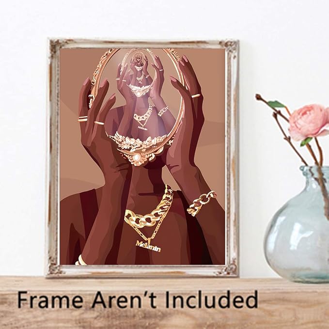 TANXM Black Woman Art Decor, Black Female Art Printing, Feminine Boho Art Abstract African American Woman Wall Art Decor for Home Bedroom - Set of 4 (11"X14", Unframed