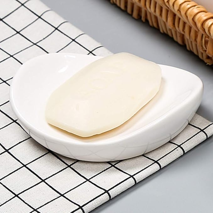 Ceramic Soap Dish Holder, for Bathroom,Tub and Kitchen Sink(White)