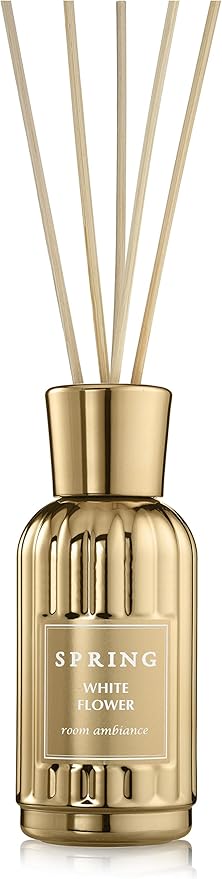 SPRING Fragrance Reed Diffuser Set | 6.1 oz (180ml) | Fragrance Made in France | Home Décor | Scented Aromatic Oil | Room Air Freshener White Flower | Lily, Jasmine, Lily of The Valley and Tuberose