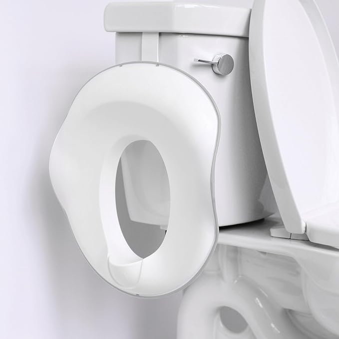 Ubbi Adjustable Toilet Trainer for Toddlers in Potty Training with Built-in Handles and Bonus Potty Hook for Easy Storage, Gray