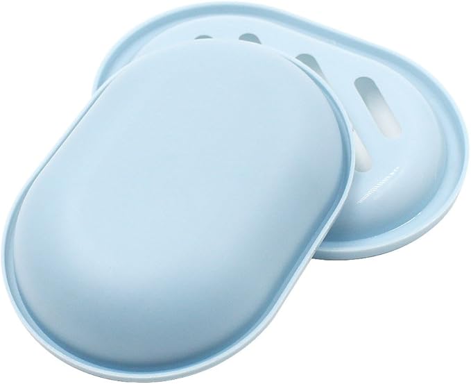 Topsky 2-Pack Soap Dish with Drain, Soap Holder & Saver, Easy Cleaning, Dry, Stop Mushy Soap (Blue)